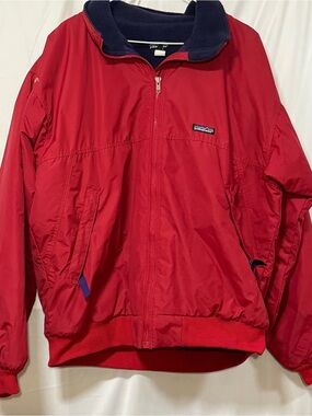 Patagonia shelled synchilla fleece-lined jacket red/navy mens XL